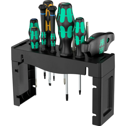 Wera Tool Rebel Shop Fahrrad Wartung Set in schwarzer Werkzeughalterung von hinten