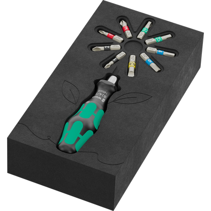 Wera Tool Rebel Shop Geschenk Set Blume Schaum ohne Verpackung mit Handhalter und Bits