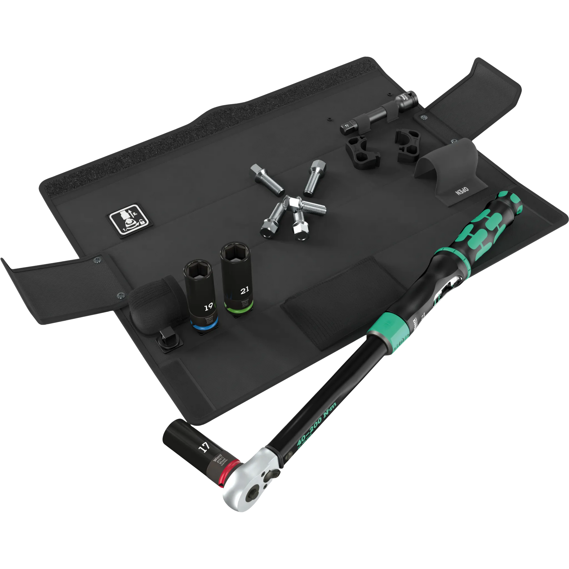 Wera Tool Rebel Shop KF Reifenwechsel Set Drehmomentschlüssel mit Lock Funktion und aufgeetzter Nuss Produktbild
