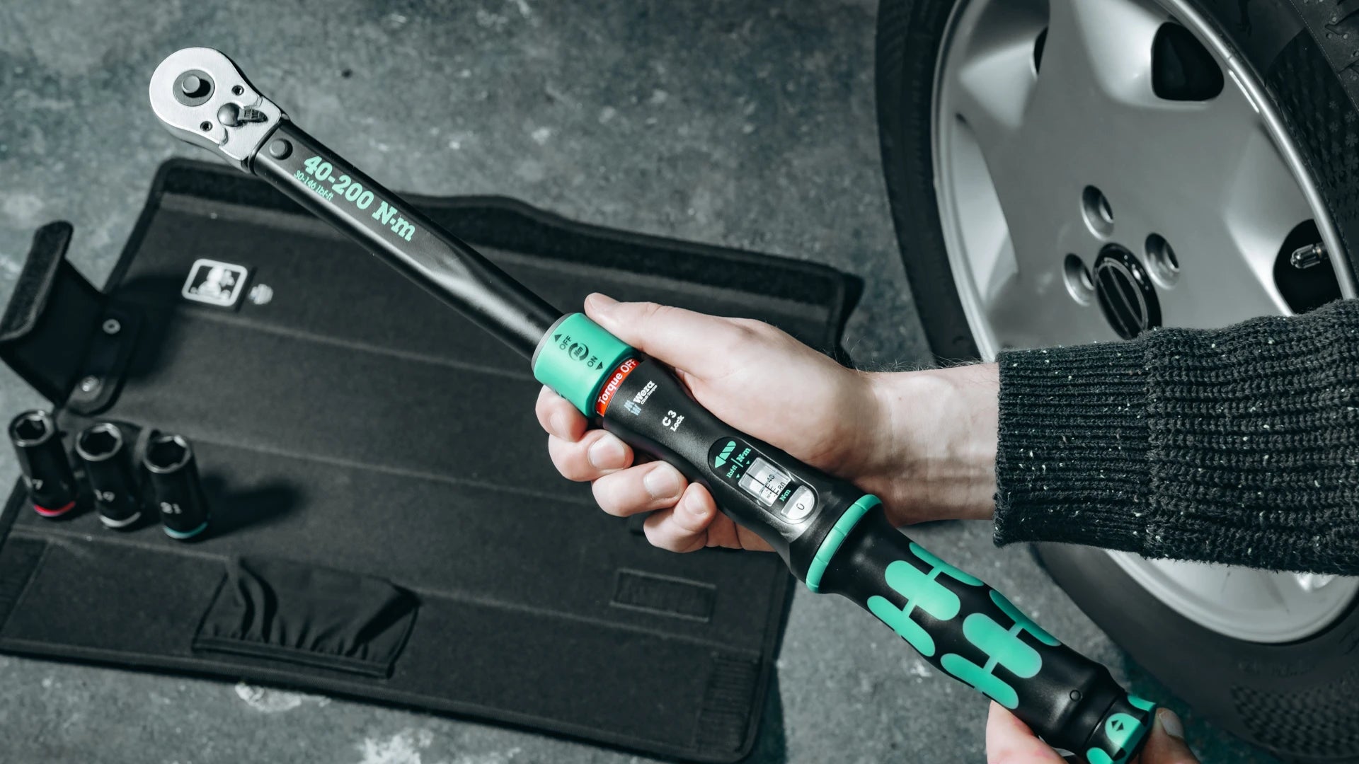 Wera Tool Rebel Shop KFZ Drehmomentschlüssel Set 40-200 Nm Lock mit Torrque Off Funktion Ausstellen des Drehmoments