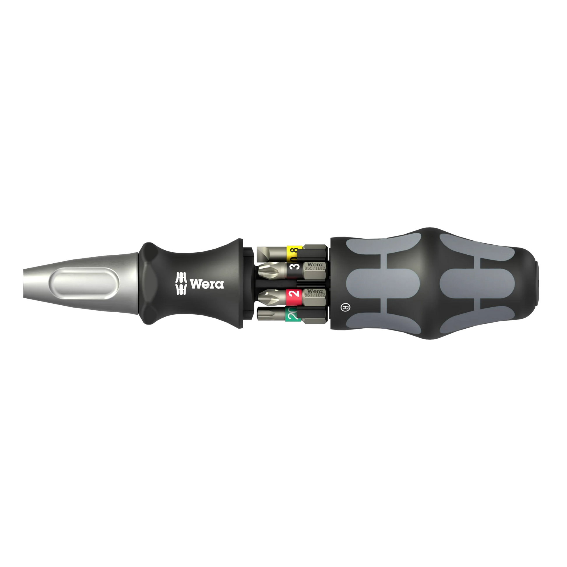 Wera Tool Rebel Shop Kompaktschrauber Flaschenöffner Bit Magazin Geöffnet Seitenansicht