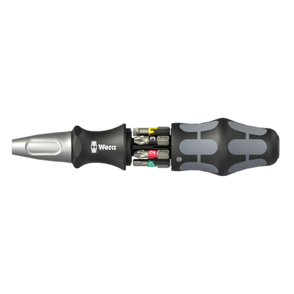 Wera Tool Rebel Shop Kompaktschrauber Flaschenöffner Bit Magazin Geöffnet Seitenansicht