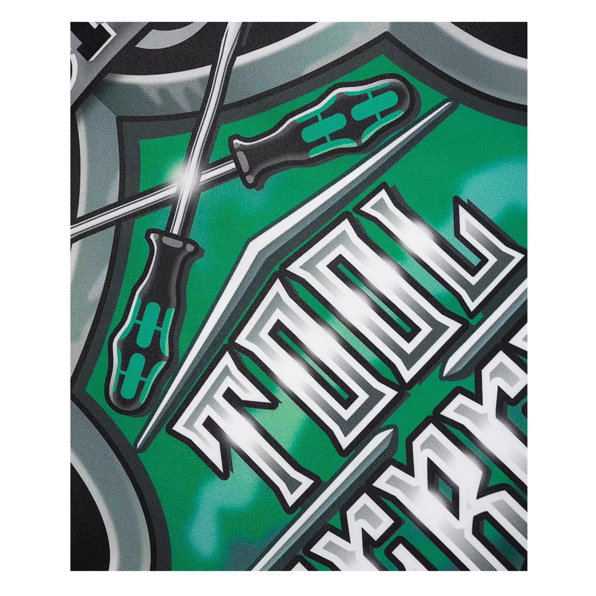 Wera Werkstattbanner mit Tool Rebels Schriftzug und gekreuzten Schraubendrehern im Wappen