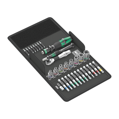 Wera Tool Rebel Haushalt Set 2 Werkzeug einsortiert in die aufgeklappte Tasche